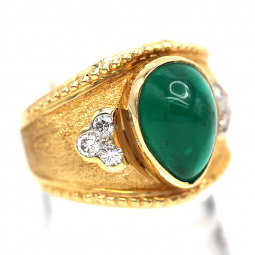 Emerald Diamond Ring | 18K Yellow Gold, 8.0 CT Emerald